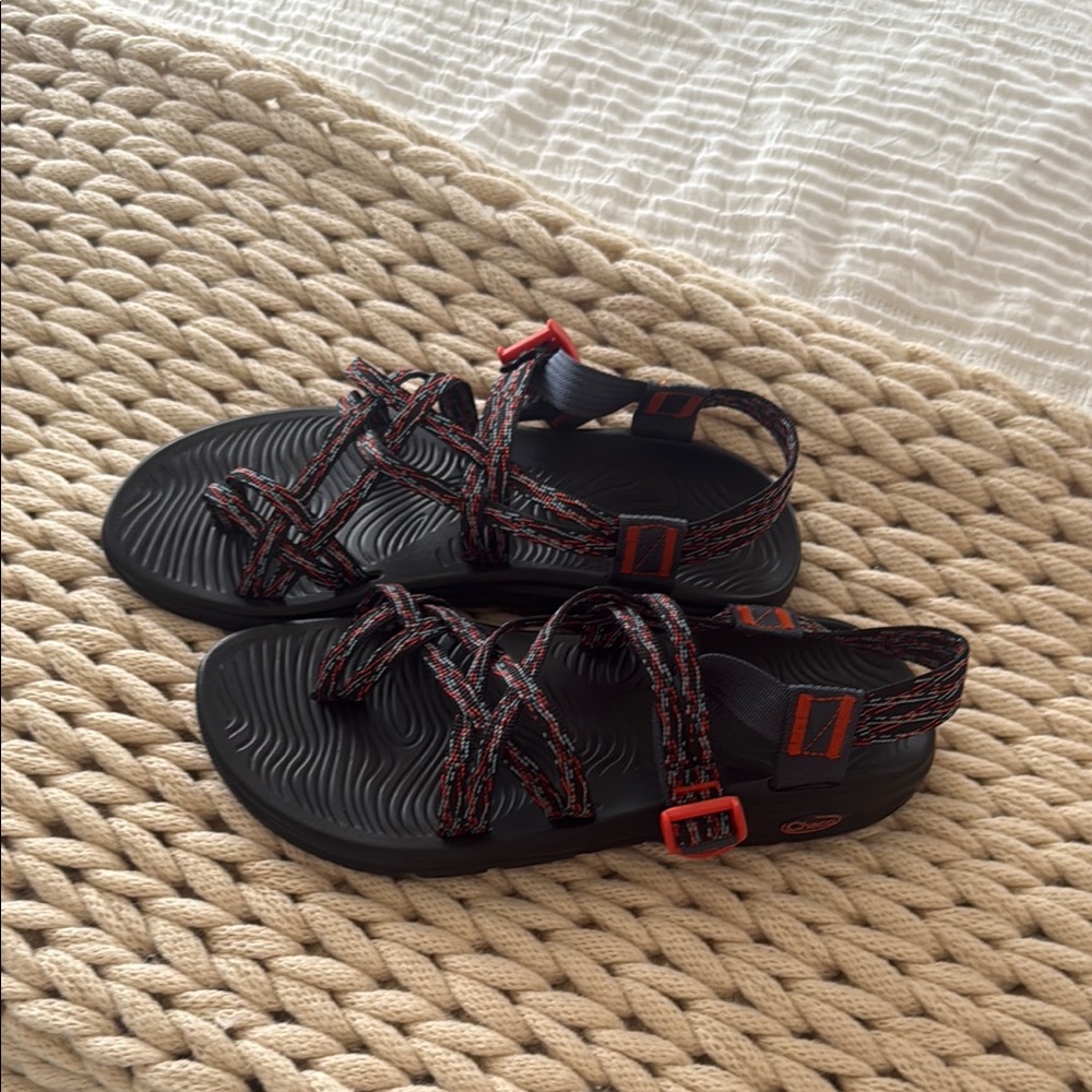 Black and Red Strappy Sandals